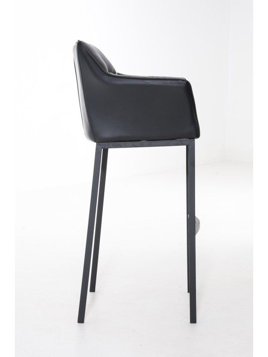 Tabouret de bar Damaso B avec structure à 4 pieds, noir