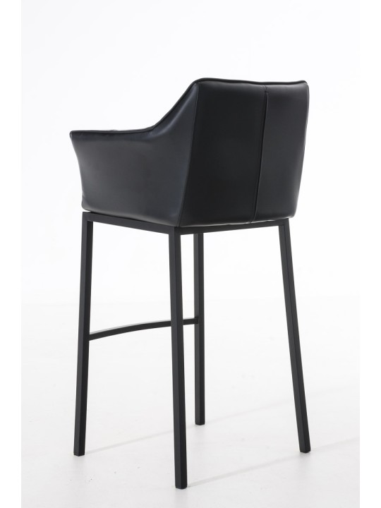 Tabouret de bar Damaso B avec structure à 4 pieds, noir