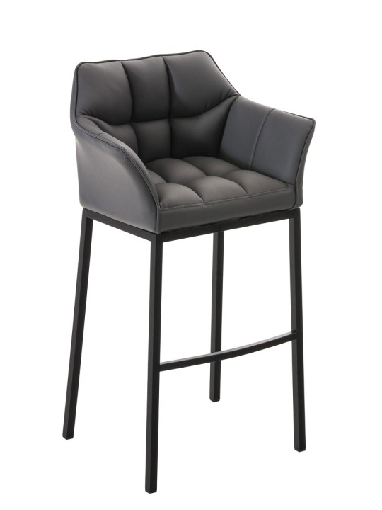 Tabouret de bar Damaso B avec structure à 4 pieds, gris