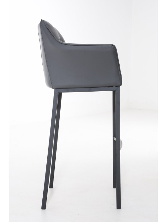 Tabouret de bar Damaso B avec structure à 4 pieds, gris