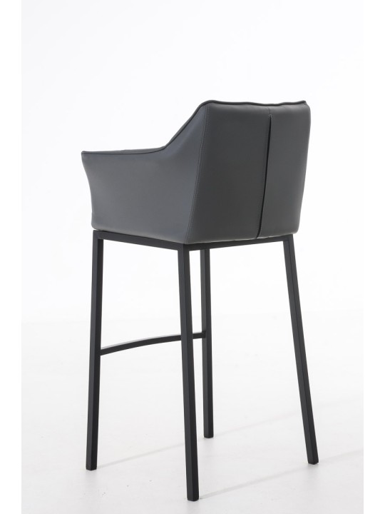 Tabouret de bar Damaso B avec structure à 4 pieds, gris