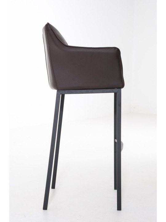 Tabouret de bar Damaso B avec structure à 4 pieds, brun