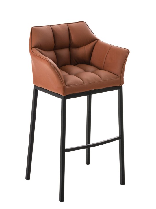 Tabouret de bar Damaso B avec structure à 4 pieds, brun clair