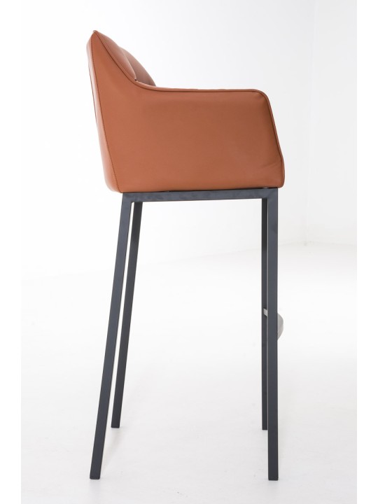 Tabouret de bar Damaso B avec structure à 4 pieds, brun clair