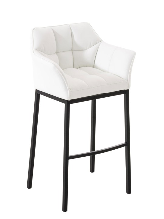 Tabouret de bar Damaso B avec structure à 4 pieds, blanc