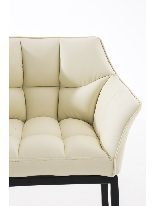 Tabouret de bar Damaso B avec structure à 4 pieds, crème
