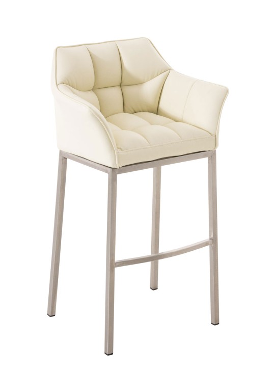 Tabouret de bar Damaso E avec structure à 4 pieds, crème