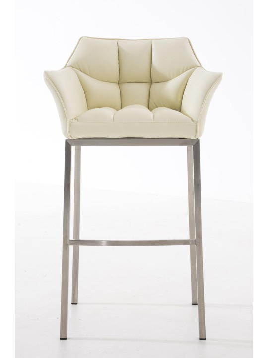 Tabouret de bar Damaso E avec structure à 4 pieds, crème