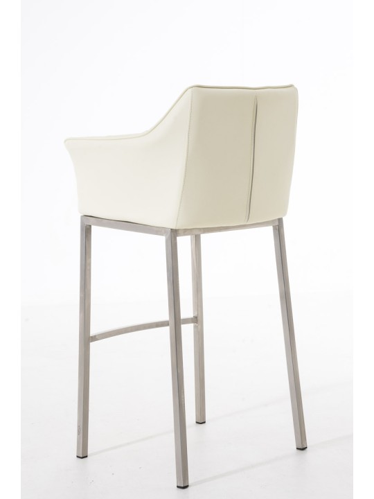 Tabouret de bar Damaso E avec structure à 4 pieds, crème