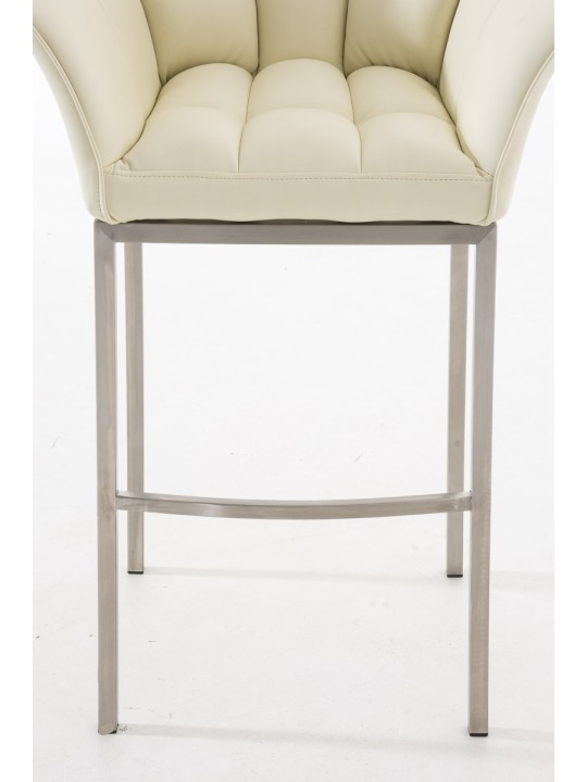 Tabouret de bar Damaso E avec structure à 4 pieds, crème