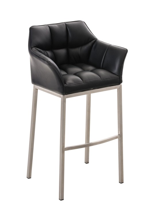 Tabouret de bar Damaso E avec structure à 4 pieds, noir