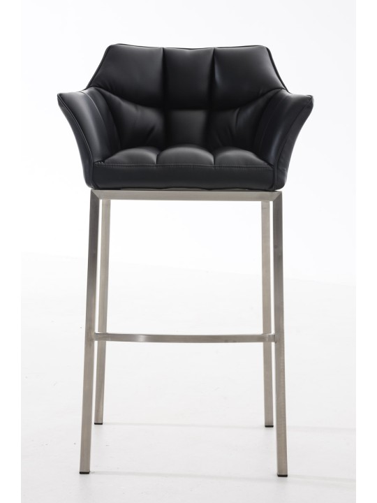 Tabouret de bar Damaso E avec structure à 4 pieds, noir