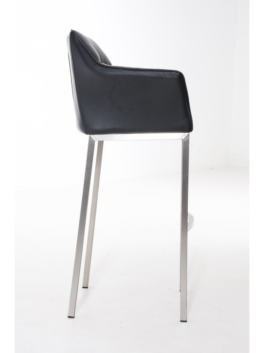 Tabouret de bar Damaso E avec structure à 4 pieds, noir