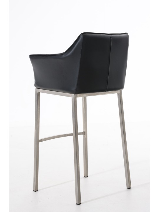 Tabouret de bar Damaso E avec structure à 4 pieds, noir