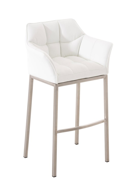 Tabouret de bar Damaso E avec structure à 4 pieds, blanc