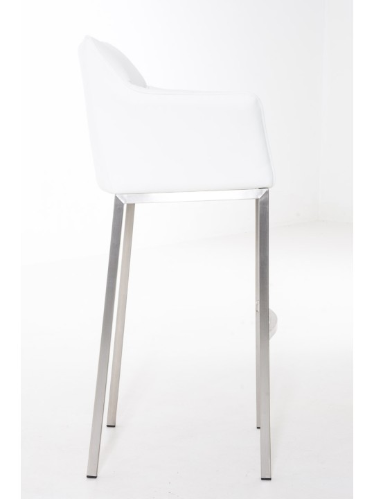 Tabouret de bar Damaso E avec structure à 4 pieds, blanc