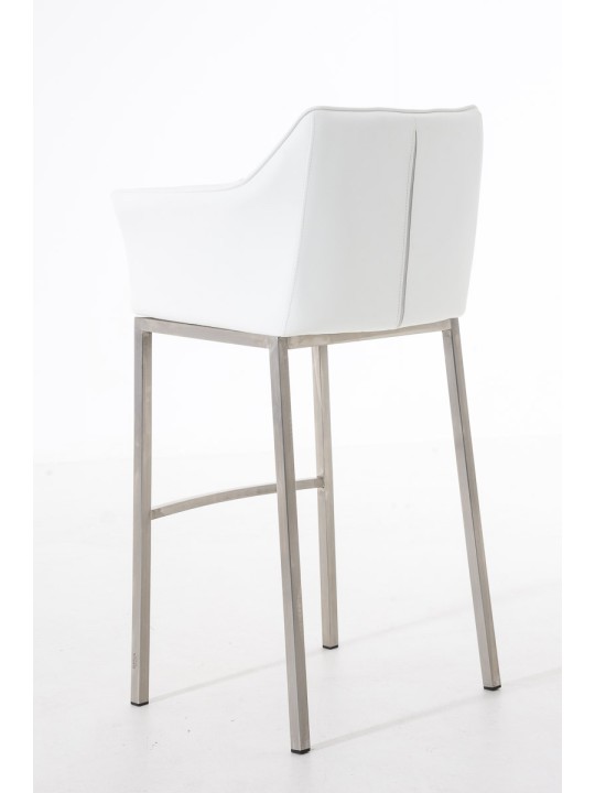 Tabouret de bar Damaso E avec structure à 4 pieds, blanc