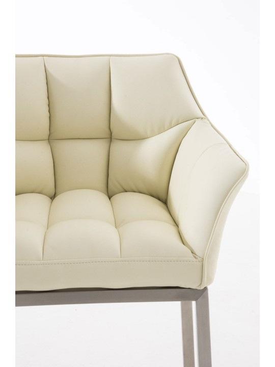 Tabouret de bar Damaso E avec structure à 4 pieds, crème