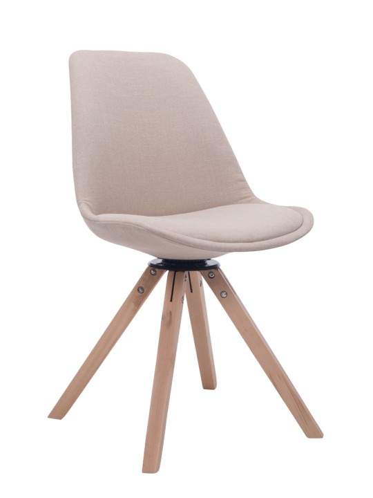 Chaise visiteur carrée pivotante en tissu Natura Troyes, crème