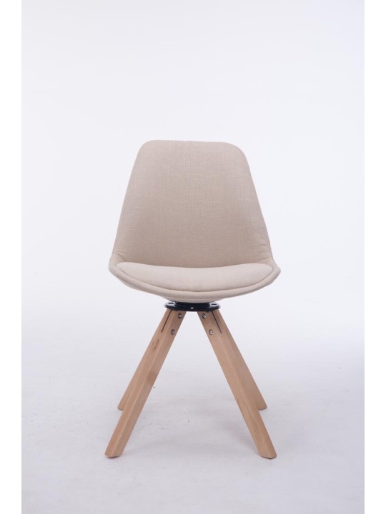 Chaise visiteur carrée pivotante en tissu Natura Troyes, crème