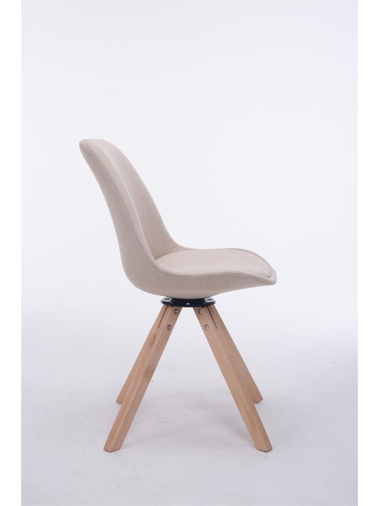Chaise visiteur carrée pivotante en tissu Natura Troyes, crème