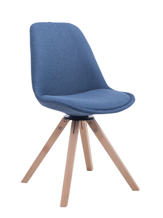 Chaise visiteur carrée pivotante en tissu Natura Troyes, bleu