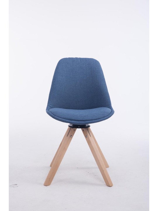 Chaise visiteur carrée pivotante en tissu Natura Troyes, bleu