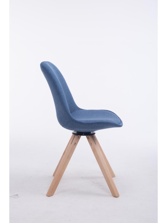 Chaise visiteur carrée pivotante en tissu Natura Troyes, bleu