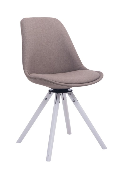 Chaise visiteur Troyes pivotante en tissu ronde, taupe