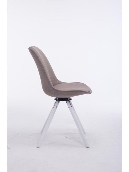 Chaise visiteur Troyes pivotante en tissu ronde, taupe