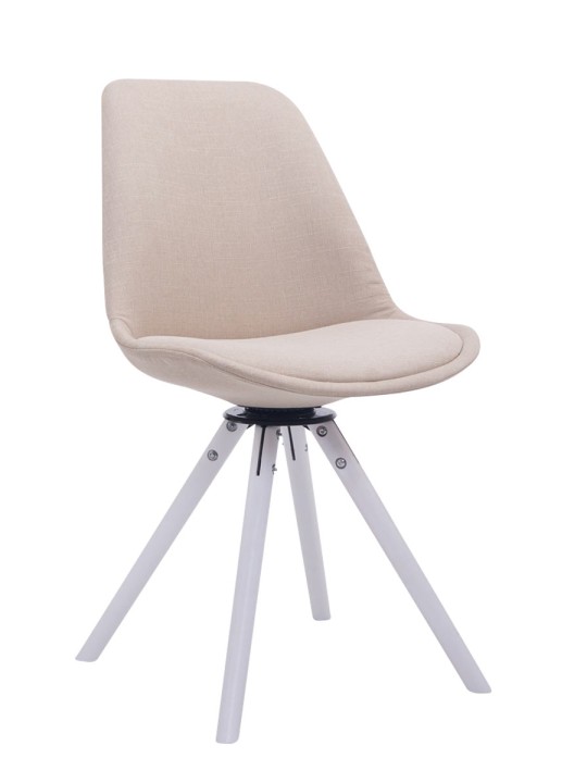Chaise visiteur Troyes pivotante en tissu ronde, crème