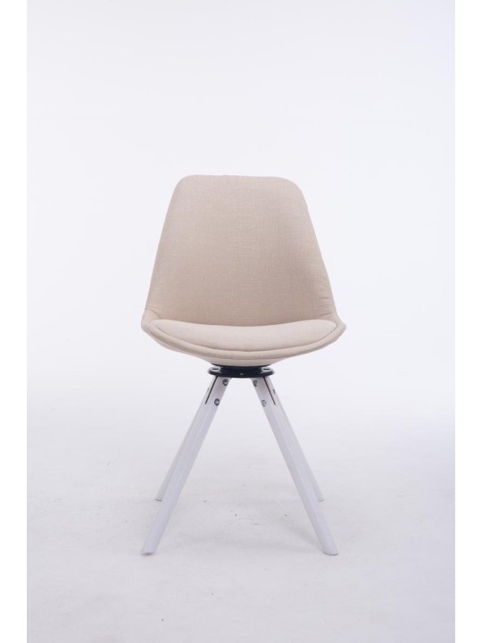Chaise visiteur Troyes pivotante en tissu ronde, crème