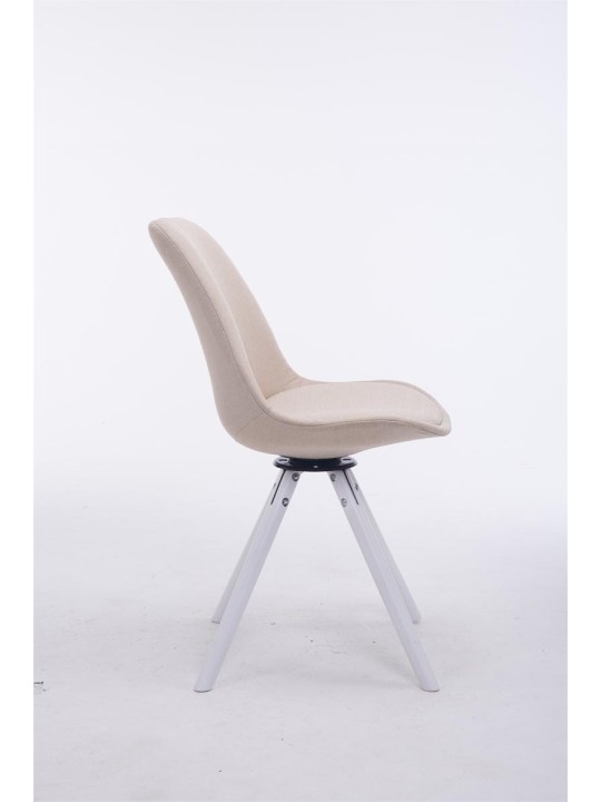 Chaise visiteur Troyes pivotante en tissu ronde, crème