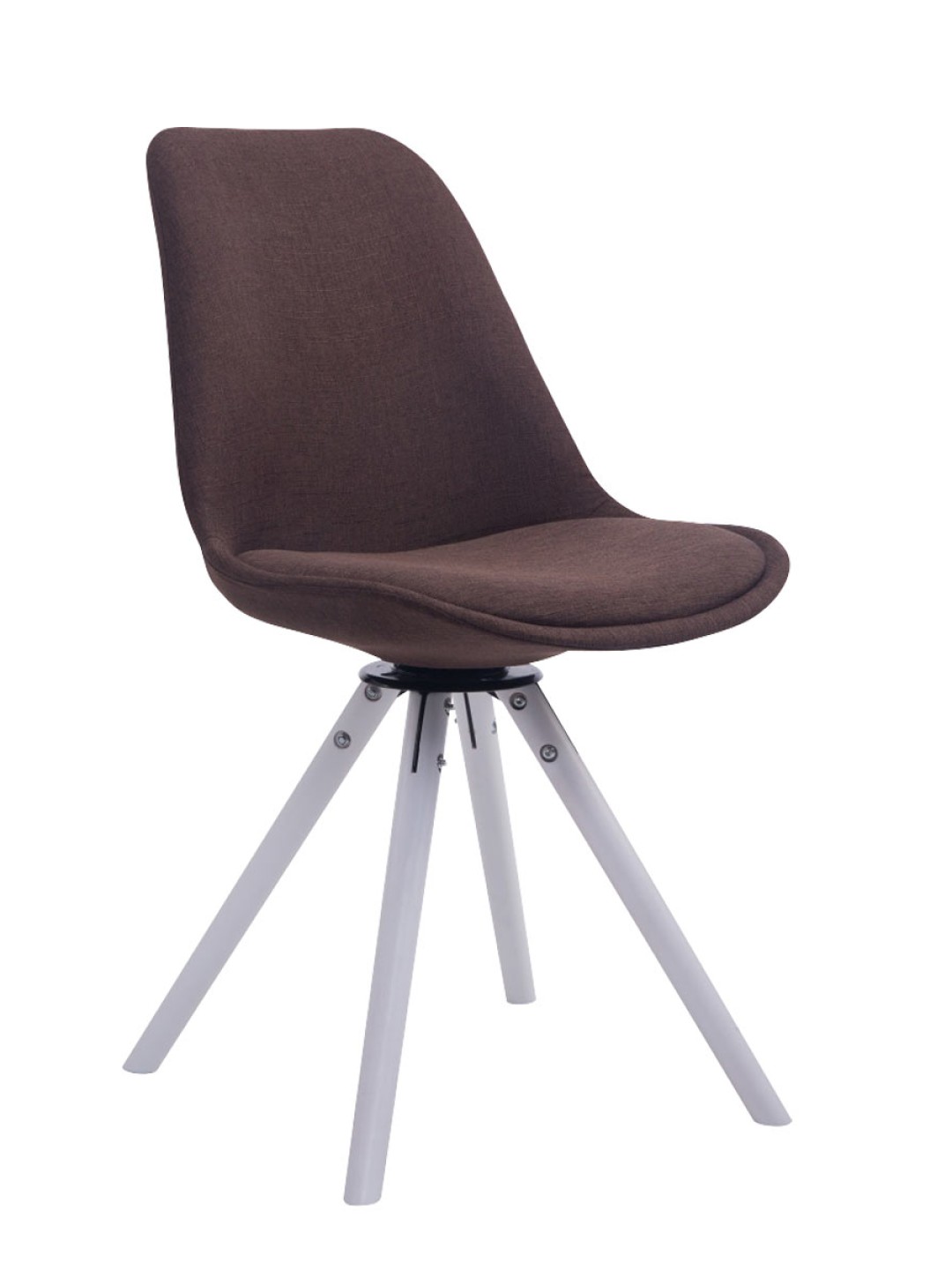 Chaise visiteur Troyes pivotante en tissu ronde, brun