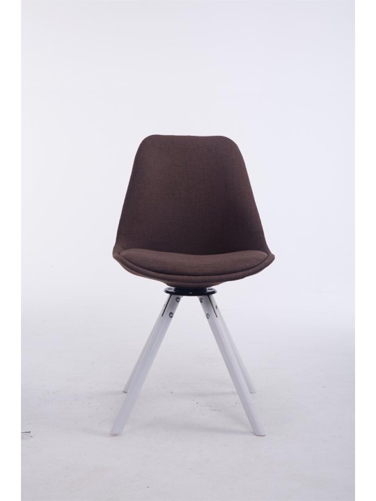 Chaise visiteur Troyes pivotante en tissu ronde, brun