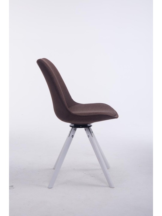 Chaise visiteur Troyes pivotante en tissu ronde, brun