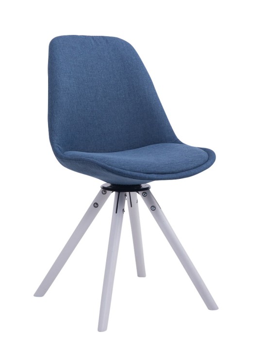 Chaise visiteur Troyes pivotante en tissu ronde, bleu