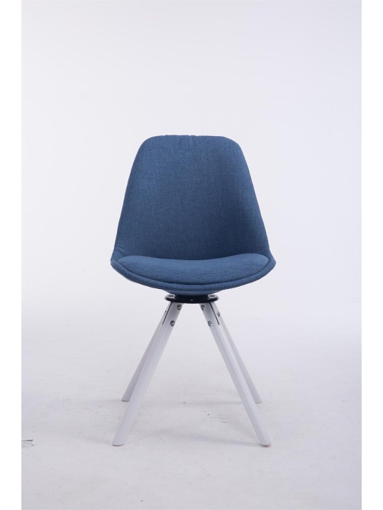 Chaise visiteur Troyes pivotante en tissu ronde, bleu