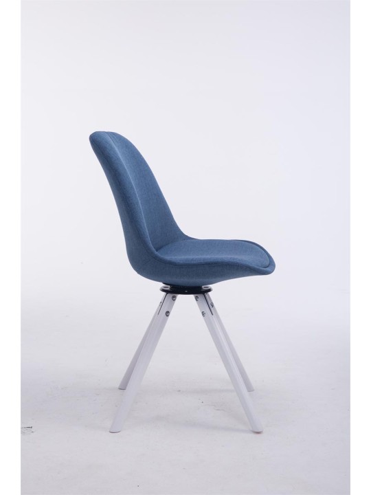 Chaise visiteur Troyes pivotante en tissu ronde, bleu