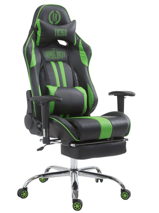 Chaise de bureau Racing Limit avec repose-pieds, noir/vert