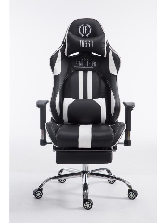 Chaise de bureau Racing Limit avec repose-pieds, noir/blanc