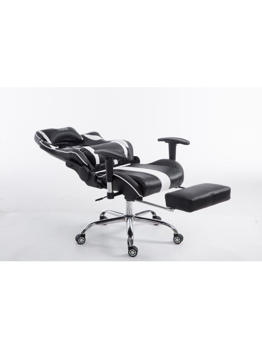 Chaise de bureau Racing Limit avec repose-pieds, noir/blanc