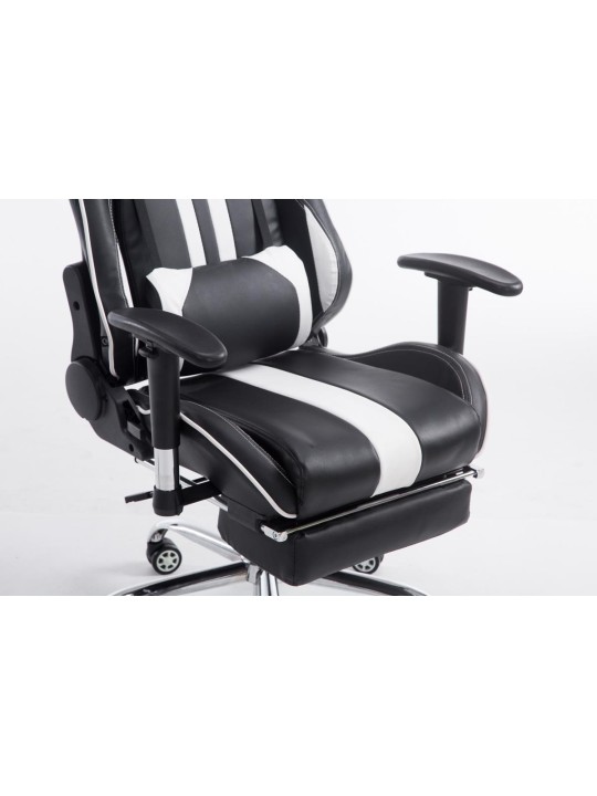 Chaise de bureau Racing Limit avec repose-pieds, noir/blanc