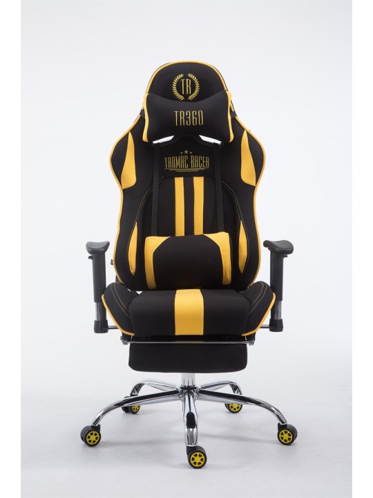 Chaise de bureau Racing Limit en tissu avec repose-pieds, noir/jaune