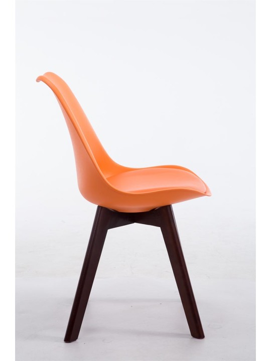 Chaise visiteur Borneo V2 noyer simili cuir, orange