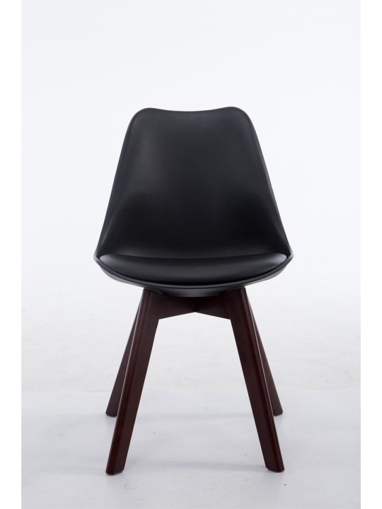 Chaise visiteur Borneo V2 noyer simili cuir, noir