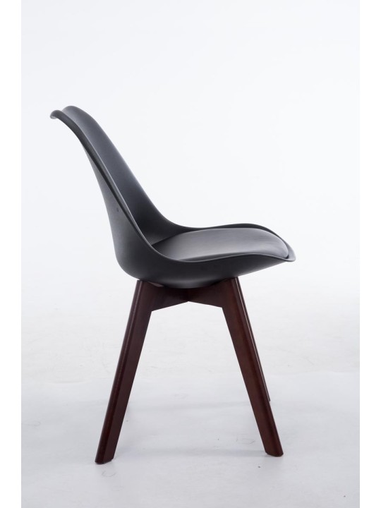 Chaise visiteur Borneo V2 noyer simili cuir, noir