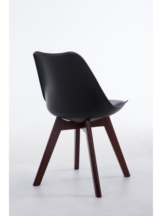 Chaise visiteur Borneo V2 noyer simili cuir, noir