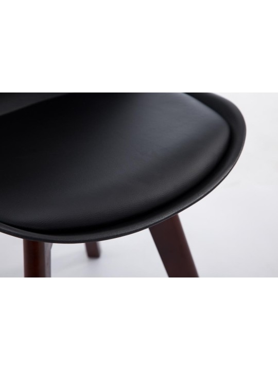 Chaise visiteur Borneo V2 noyer simili cuir, noir