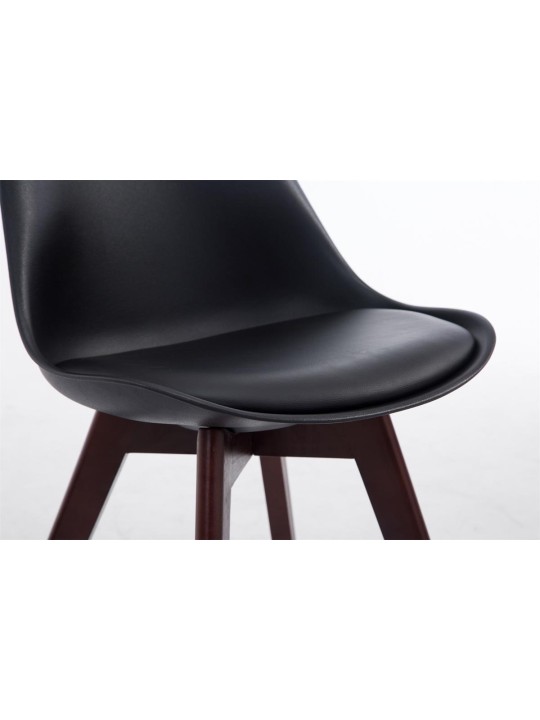 Chaise visiteur Borneo V2 noyer simili cuir, noir